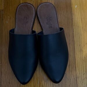 Black Leather Women's Mules